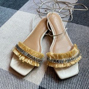 Anthropologie Embellished Tie up Sandals